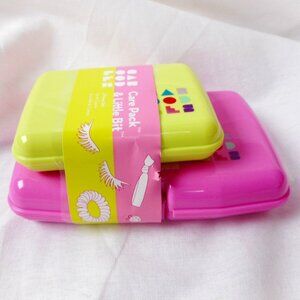 CABOODLES CARE PACK & LIL BIT COMBO COSMETIC CASES PINK & CITRON